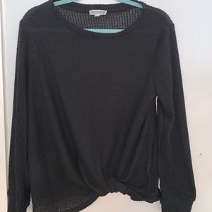 Grey tie waffle knit sweater!